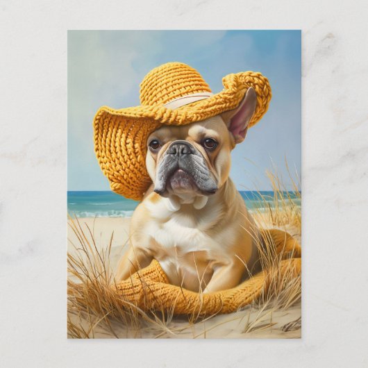 French Bulldog in Knitted Dog Attire シーズンポストカード (正面)
