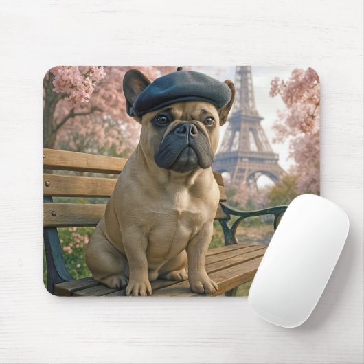 French Bulldog In Paris Park Bench マウスパッド (マウス)
