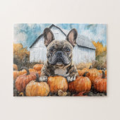 French Bulldog in Pumpkin Patch ジグソーパズル (横)