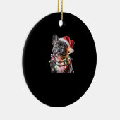 French Bulldog in Santa Hat Wrapped in Christmas L セラミックオーナメント (右)