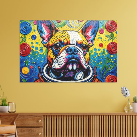 FRENCH BULLDOG IN SPACE 15 キャンバスプリント (インサイチュ (リビング))