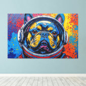 FRENCH BULLDOG IN SPACE 4 キャンバスプリント (インサイチュ (ウッドフロア))