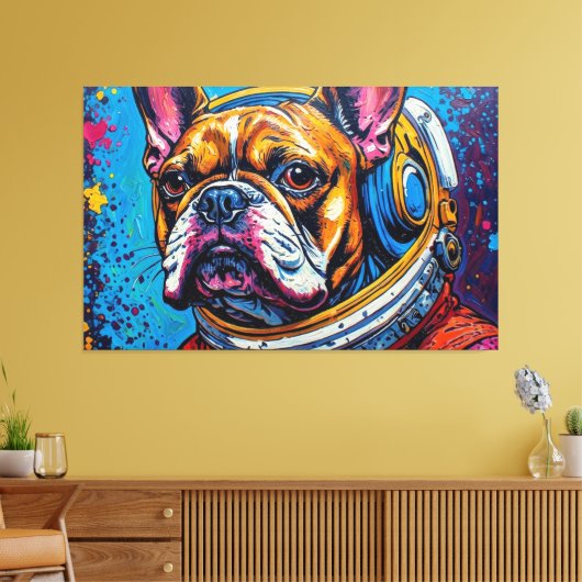 FRENCH BULLDOG IN SPACE 6 キャンバスプリント (インサイチュ (リビング))