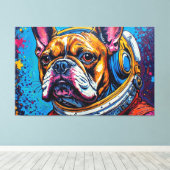 FRENCH BULLDOG IN SPACE 6 キャンバスプリント (インサイチュ (ウッドフロア))