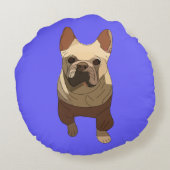 French Bulldog, Lavender Purple ラウンドクッション (裏面)