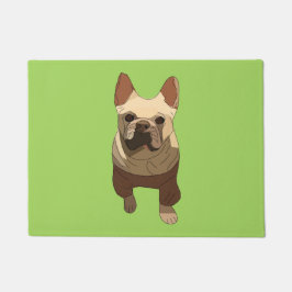 French Bulldog, Lime Green ドアマット