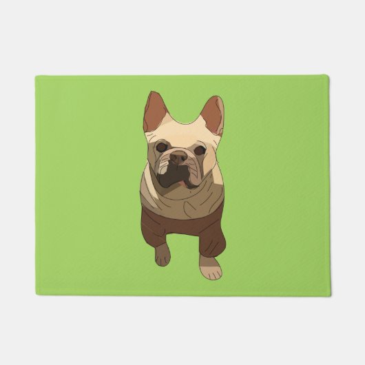 French Bulldog, Lime Green ドアマット (正面)