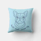 French Bulldog Line Art. Built Small. Loved Big. クッション (裏面)
