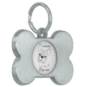 French Bulldog Line Art Personalized Tag ペットネームタグ (正面左)