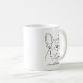 French Bulldog Line Drawing Custom Pet Name コーヒーマグカップ (正面右)