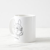 French Bulldog Line Drawing Custom Pet Name コーヒーマグカップ (正面左)