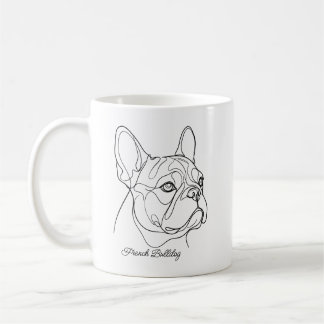French Bulldog Line Drawing Custom Pet Name コーヒーマグカップ