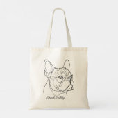 French Bulldog Line Drawing Custom Pet Name トートバッグ (裏面)