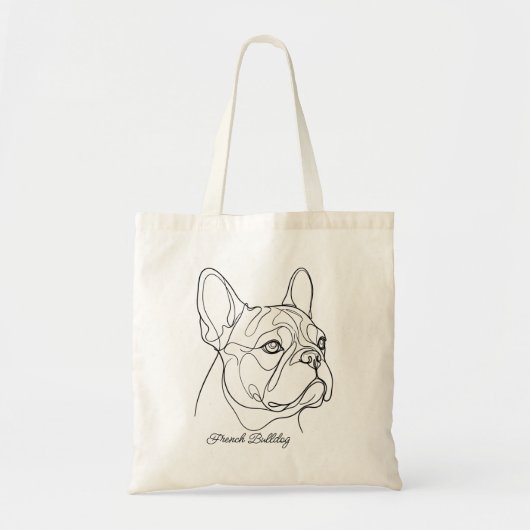 French Bulldog Line Drawing Custom Pet Name トートバッグ (正面)