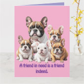 French Bulldog lustige Freunde Bulldoggen カード (黄色い花)