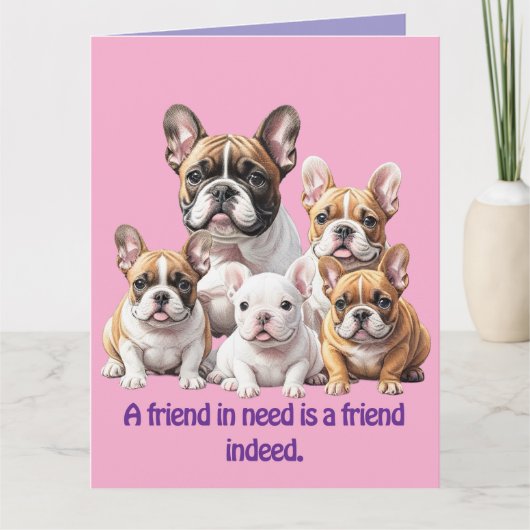 French Bulldog lustige Freunde Bulldoggen カード (正面)