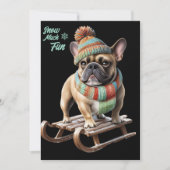 French Bulldog lustige Schlittenfahrt im Urlaub (正面)