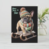 French Bulldog lustige Schlittenfahrt im Urlaub (スタンド正面)