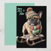 French Bulldog lustige Schlittenfahrt im Urlaub (正面/裏面)