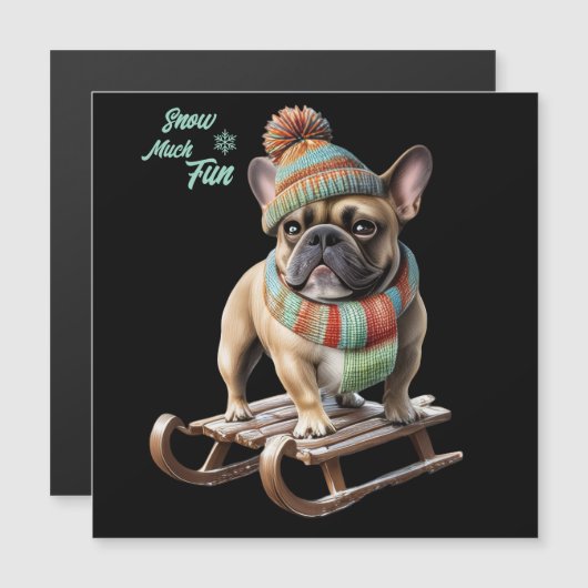 French Bulldog lustige Schlittenfahrt im Urlaub (正面/裏面)