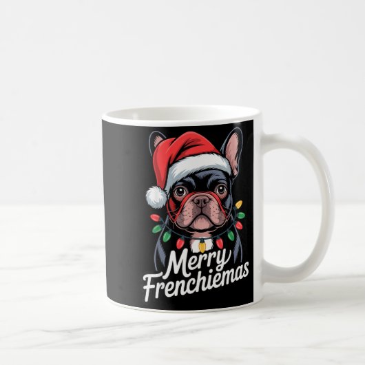 French Bulldog Merry Frenchiemas Santa Hat Christm コーヒーマグカップ (右)