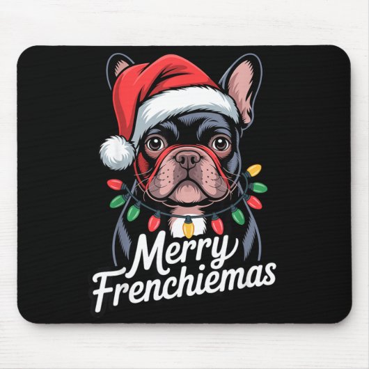 French Bulldog Merry Frenchiemas Santa Hat Christm マウスパッド (正面)