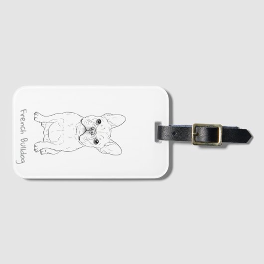 French Bulldog Minimalist Line Art - Front and Bac ラゲッジタグ (正面横)
