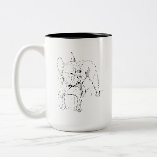 French Bulldog Mug – Hand Drawn Dog Illustration ツートーンマグカップ (左)