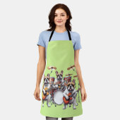 French Bulldog Musikband Französische Bulldoggen エプロン (着用した状態)