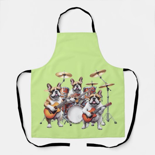 French Bulldog Musikband Französische Bulldoggen エプロン (正面)