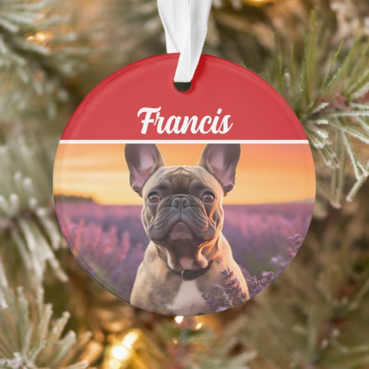 French Bulldog Name and Photo Holiday Christmas オーナメント (ツリー)