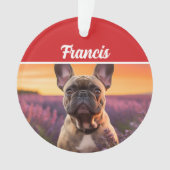 French Bulldog Name and Photo Holiday Christmas オーナメント (正面)