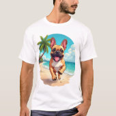 French Bulldog on a Beach Tシャツ (正面)