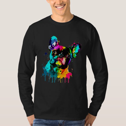 French Bulldog Paint Splatter Frenchie  Splatter Tシャツ (正面)