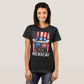 French Bulldog Patriotic Dog Apparel USA Flag Meri Tシャツ (正面フル)