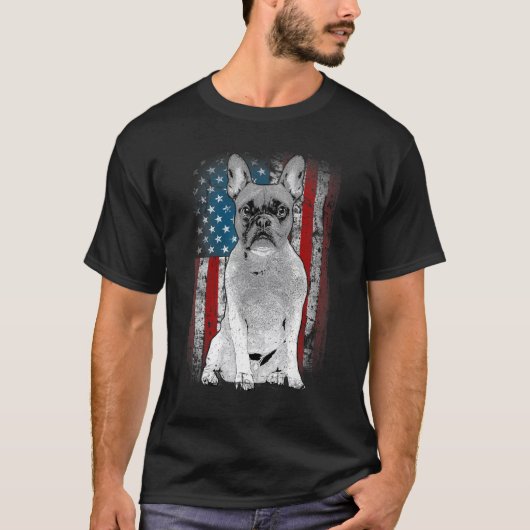 French Bulldog Patriotic USA Flag for Frenchie Own Tシャツ (正面)