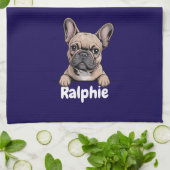 French Bulldog Personalized Dog Name Pet Owner キッチンタオル (折り畳み)