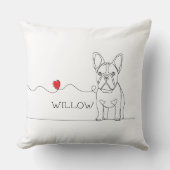 French Bulldog Pet Line Art with Name Bed クッション (正面)