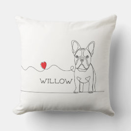 French Bulldog Pet Line Art with Name Bed クッション