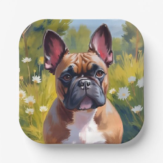French Bulldog | Pet Painting Dog ペーパープレート (正面)