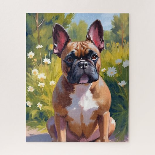 French Bulldog Pet Painting Dog Art ジグソーパズル (縦)