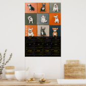 French Bulldog Portrait Grid with 2026 Calendar ポスター (キッチン)