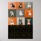 French Bulldog Portrait Grid with 2026 Calendar ポスター (正面)