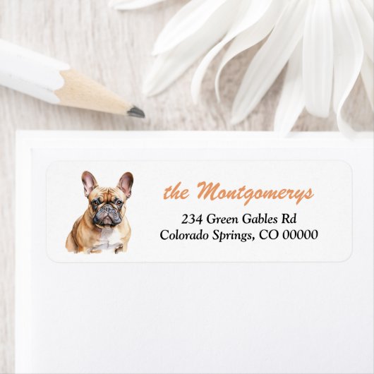 French Bulldog Portrait Return Address ラベル (インサイチュ)