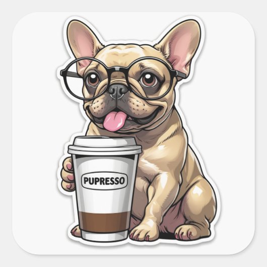 French Bulldog Pupresso Vibes スクエアシール (正面)