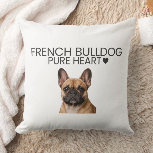 French Bulldog Pure Heart Throw Pillow クッション (ブランケット)