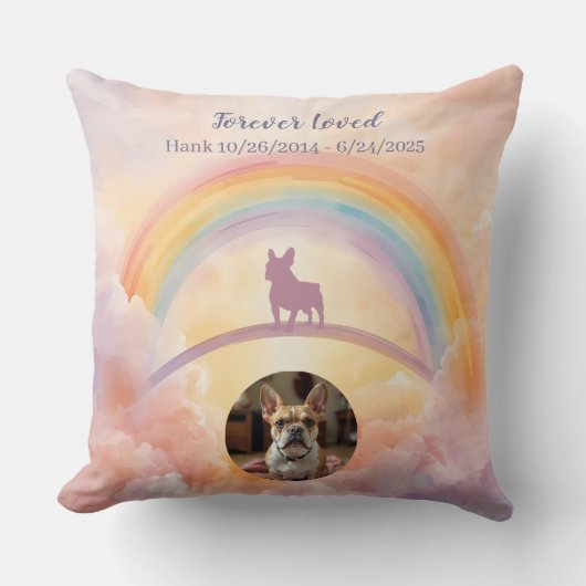 French Bulldog Rainbow Bridge Memorial Throw クッション (正面)