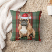 French Bulldog Red Green Holiday Plaid Christmas クッション (ブランケット)