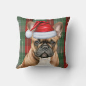 French Bulldog Red Green Holiday Plaid Christmas クッション (裏面)