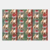 French Bulldog Red Green Holiday Plaid Christmas ラッピングペーパーシート (正面2)
